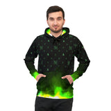 Green Fire Black Athletic Hoodie