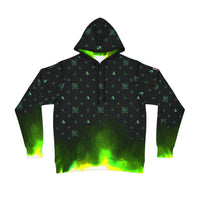 Green Fire Black Athletic Hoodie