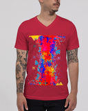 Abstract Splat SMC Dark Red V-Neck