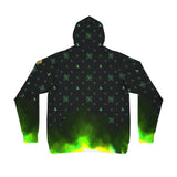 Green Fire Black Athletic Hoodie