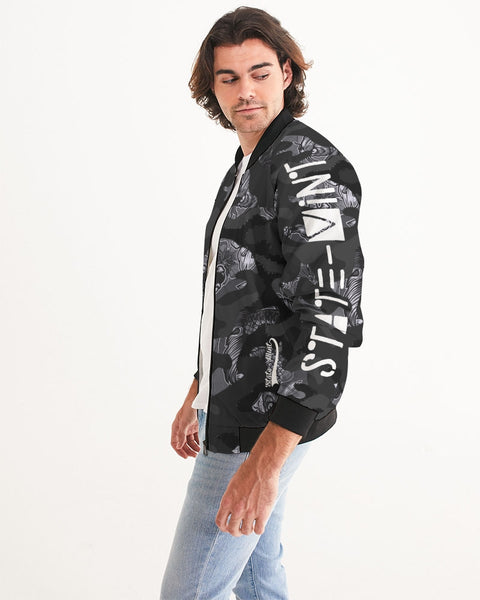 Black and Gray Dragon Camo Bomber Jacket