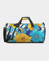 Floral Blue and Gold Splash Sports Duffle Bag