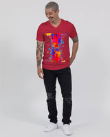 Abstract Splat SMC Dark Red V-Neck