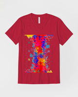 Abstract Splat SMC Dark Red V-Neck