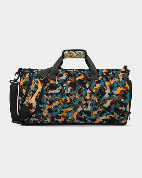 Blue and Orange Camo Sports Duffle Bag