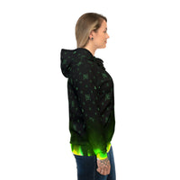 Green Fire Black Athletic Hoodie