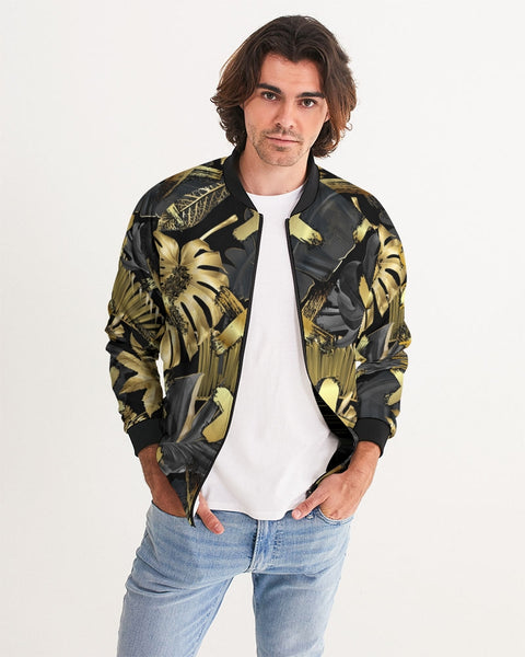 Vanta Black Gold Leaf Men's Bomber Jacket