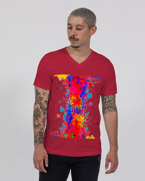 Abstract Splat SMC Dark Red V-Neck