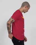 Abstract Splat SMC Dark Red V-Neck