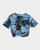 Blu Skull Camo SMC Women's Twist-Front Cropped Tee