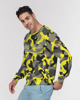 Yellow Grey Camo Men's Classic French Terry Crewneck Pullover