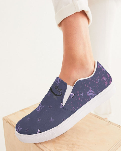 Purple Graffiti Spray SMC Women's Slip-On Canvas Shoe