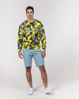 Yellow Grey Camo Men's Classic French Terry Crewneck Pullover