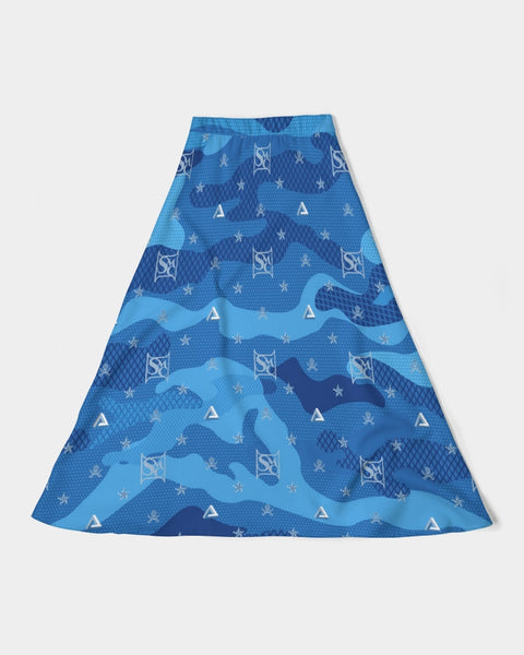 Blue Camo SMC Women's A-Line Midi Skirt