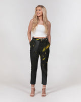 Black & Yellow SMC Women's Belted Tapered Pants