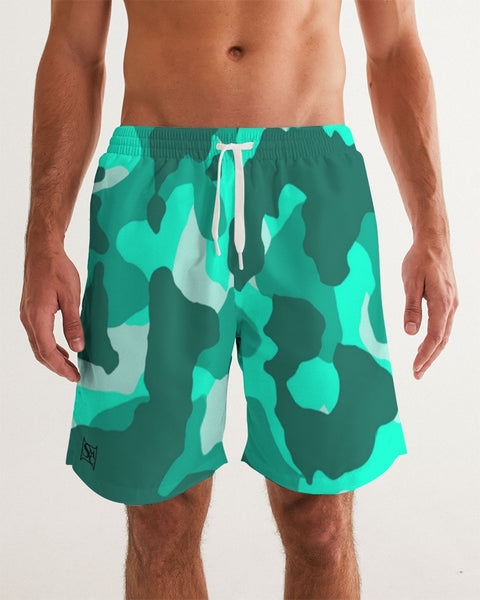 Lime Green Camo SMC Men's Swim Trunk