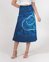 Blue Robo Cloud SMC Women's A-Line Midi Skirt