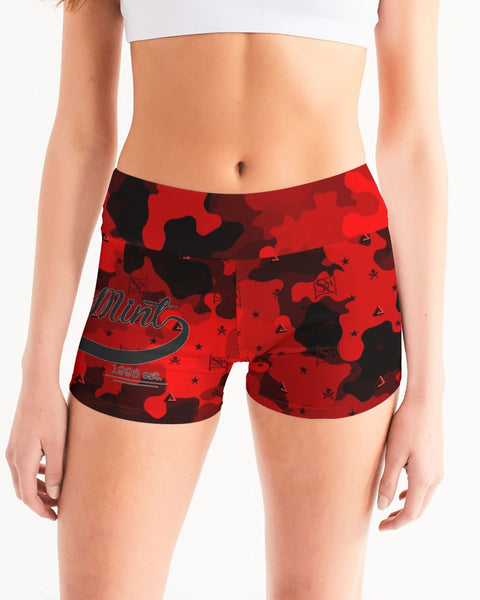 Red Camo SMC x2 Women's Mid-Rise Yoga Shorts