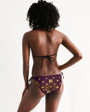 Burgundy Gold Splatter SMC Women's Triangle String Bikini