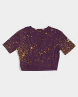 Burgundy Gold Splatter SMC Women's Twist-Front Cropped Tee