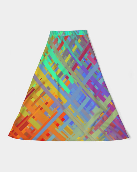 Color Glitchy SMC Women's A-Line Midi Skirt