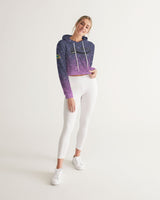 Purple Graffiti Spray SMC Women's Cropped Hoodie