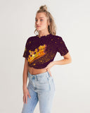 Burgundy Gold Splatter SMC Women's Twist-Front Cropped Tee