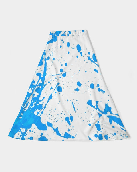 Blue Splatter SMC1 Women's A-Line Midi Skirt