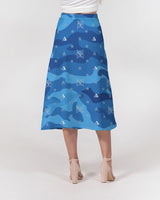 Blue Camo SMC Women's A-Line Midi Skirt