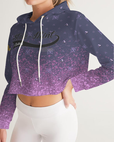 Purple Graffiti Spray SMC Women's Cropped Hoodie