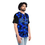 Blue Plaid SMC Men's Baseball Jersey