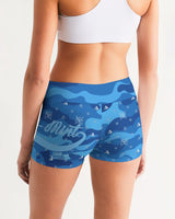 Blue Camo SMC Women's Mid-Rise Yoga Shorts