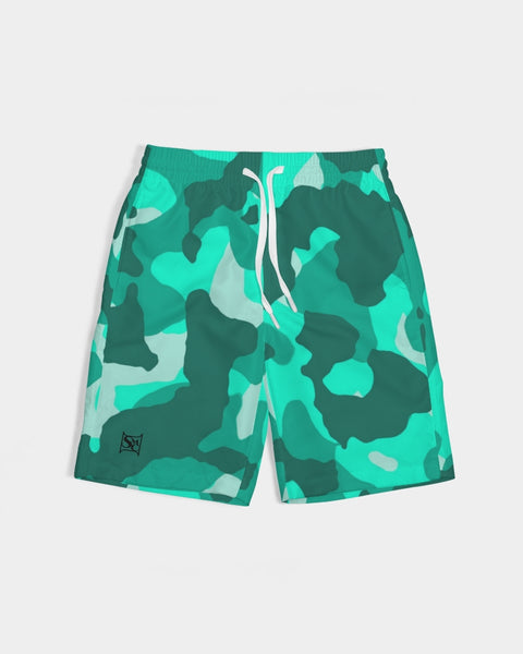 Lime Green Camo SMC Boys Swim Trunk