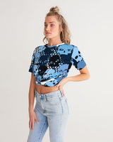 Blu Skull Camo SMC Women's Twist-Front Cropped Tee