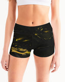 Black & Yellow SMC Women's Mid-Rise Yoga Shorts