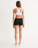 Black & Yellow SMC Women's Mid-Rise Yoga Shorts