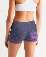 Purple Graffiti Spray SMC Women's Mid-Rise Yoga Shorts