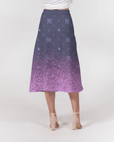 Purple Graffiti Spray SMC Women's A-Line Midi Skirt