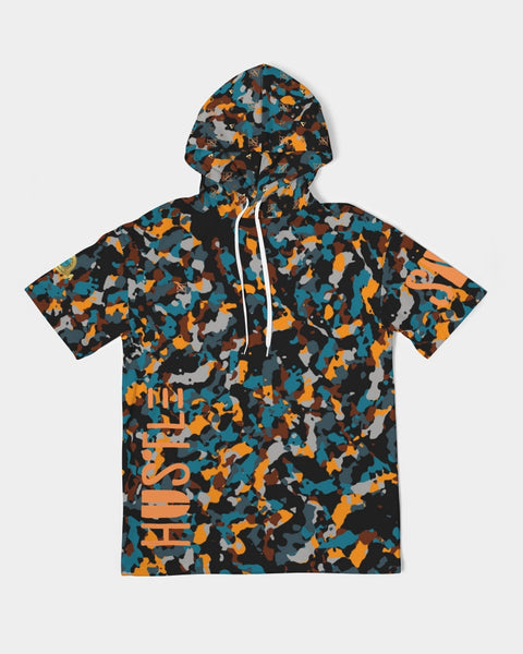 Blue and Orange Camo SMC Men's Short Sleeve Hoodie