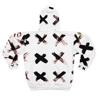 White n Blk X'ed Out SMC Unisex Zip Hoodie