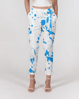 Blue Splatter SMC1 Women's Belted Tapered Pants