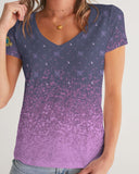 Purple Graffiti Spray SMC Women's V-Neck Tee