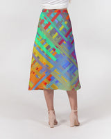 Color Glitchy SMC Women's A-Line Midi Skirt