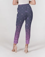 Purple Graffiti Spray SMC Women's Belted Tapered Pants