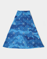 Blue Camo SMC Women's A-Line Midi Skirt