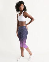 Purple Graffiti Spray SMC Women's Mid-Rise Capri