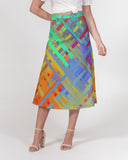 Color Glitchy SMC Women's A-Line Midi Skirt