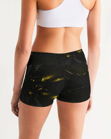 Black & Yellow SMC Women's Mid-Rise Yoga Shorts