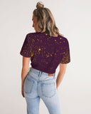 Burgundy Gold Splatter SMC Women's Twist-Front Cropped Tee