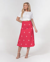 Stars SMC Red Women's A-Line Midi Skirt